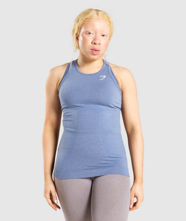 Damske Tielko Gymshark Vital Seamless 2.0 Vest Modre | FY7508463
